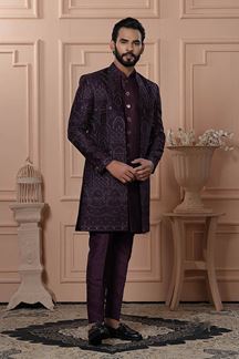 Picture of  Spectacular Purple Designer Men’s Indo-Western for Engagement, Reception, and Wedding