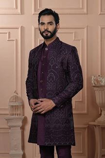 Picture of  Spectacular Purple Designer Men’s Indo-Western for Engagement, Reception, and Wedding