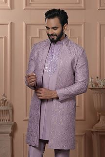 Picture of  Captivating Blush Pink Designer Men’s Indo-Western for Engagement, Reception, and Wedding