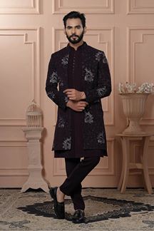 Picture of  Attractive Wine Designer Men’s Indo-Western for Engagement, Reception, and Wedding