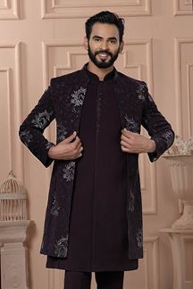 Picture of  Attractive Wine Designer Men’s Indo-Western for Engagement, Reception, and Wedding