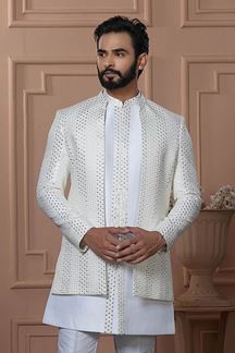 Picture of  Marvelous Cream Designer Men’s Indo-Western for Engagement, Reception, and Wedding