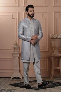 Picture of  Amazing Grey Designer Men’s Indo-Western for Engagement, Reception, and Wedding