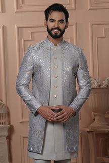 Picture of  Amazing Grey Designer Men’s Indo-Western for Engagement, Reception, and Wedding