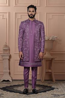 Picture of  Vibrant Magenta Pink Designer Men’s Indo-Western for Engagement, Reception, and Wedding