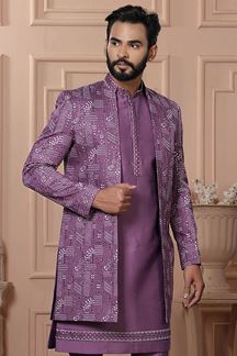 Picture of  Vibrant Magenta Pink Designer Men’s Indo-Western for Engagement, Reception, and Wedding