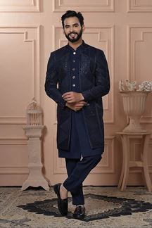 Picture of  Enticing Navy Blue Designer Men’s Indo-Western for Engagement, Reception, and Wedding