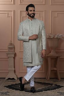 Picture of  Artistic Pista Designer Men’s Indo-Western for Engagement, Reception, and Wedding