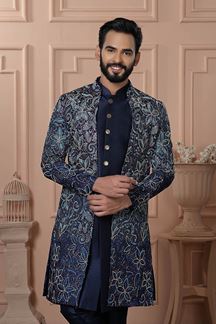 Picture of  Majestic Shaded Blue Designer Men’s Indo-Western for Engagement, Reception, and Wedding