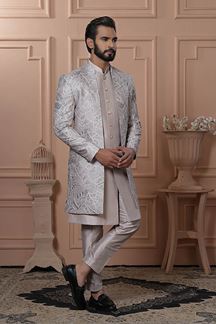 Picture of  Captivating Pastel Pitch Designer Men’s Indo-Western for Engagement, Reception, and Wedding