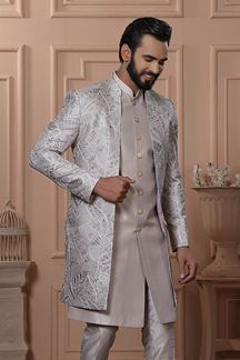 Picture of  Captivating Pastel Pitch Designer Men’s Indo-Western for Engagement, Reception, and Wedding
