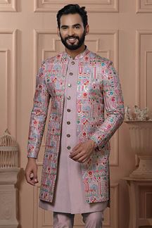 Picture of  Aesthetic Magenta Pink Designer Men’s Indo-Western for Engagement, Reception, and Wedding