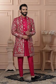 Picture of  Fancy Hot Pink Designer Men’s Indo-Western for Wedding and Reception