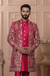 Picture of  Fancy Hot Pink Designer Men’s Indo-Western for Wedding and Reception