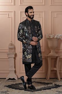 Picture of  Exuberant Black Designer Men’s Indo-Western for Engagement and Reception