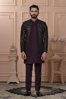 Picture of  Exquisite Wine Designer Men’s Indo-Western for Engagement and Reception