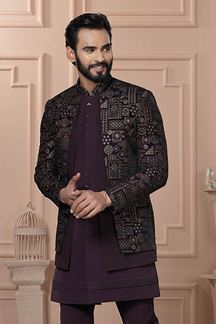 Picture of  Exquisite Wine Designer Men’s Indo-Western for Engagement and Reception