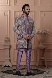Picture of  Impressive Magenta Designer Men’s Indo-Western for Engagement, Wedding, and Reception