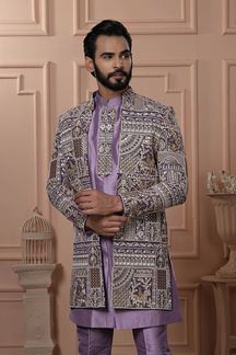 Picture of  Impressive Magenta Designer Men’s Indo-Western for Engagement, Wedding, and Reception