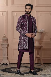 Picture of  Awesome Wine Designer Men’s Indo-Western for Engagement, Wedding, and Reception