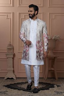 Picture of  Royal Shaded Cream to Wine Designer Men’s Indo-Western for Engagement, Wedding, and Reception