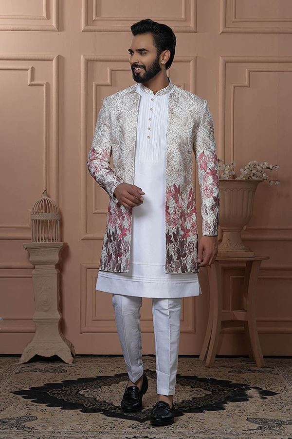 Picture of  Royal Shaded Cream to Wine Designer Men’s Indo-Western for Engagement, Wedding, and Reception