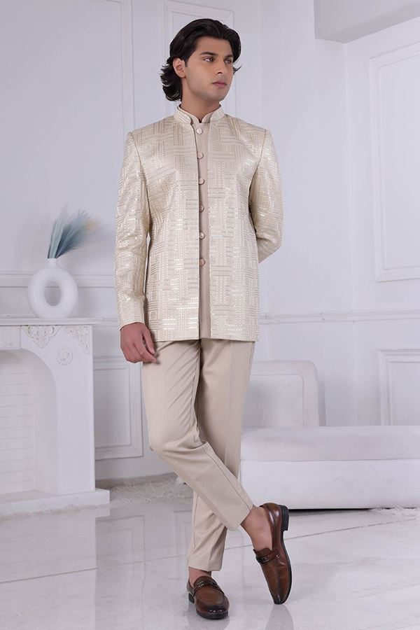 Picture of  Awesome Cream Designer Men’s Indo-Western for Engagement and Reception