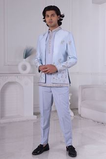 Picture of  Stylish Sky Designer Men’s Indo-Western for Engagement and Reception