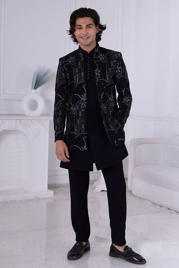 Picture of  Exuberant Navy Blue Designer Men’s Indo-Western for Engagement and Reception