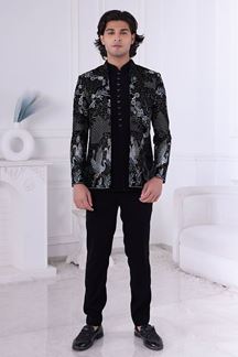 Picture of  Aesthetic Black Designer Men’s Indo-Western for Engagement and Reception