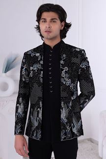 Picture of  Aesthetic Black Designer Men’s Indo-Western for Engagement and Reception