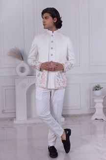Picture of  Captivating Off-White Designer Men’s Indo-Western for Engagement and Reception