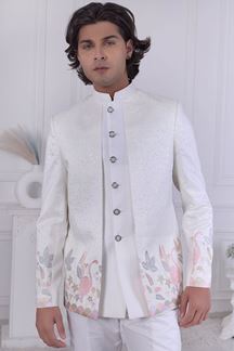Picture of  Captivating Off-White Designer Men’s Indo-Western for Engagement and Reception