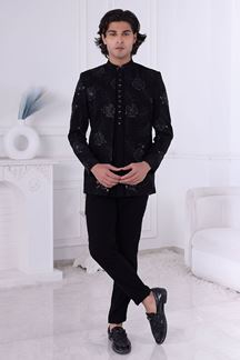 Picture of  Charismatic Black Designer Men’s Indo-Western for Engagement and Reception