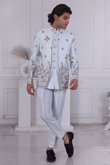 Picture of  Spectacular Light Sky Designer Men’s Indo-Western for Engagement and Reception