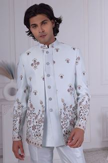 Picture of  Spectacular Light Sky Designer Men’s Indo-Western for Engagement and Reception