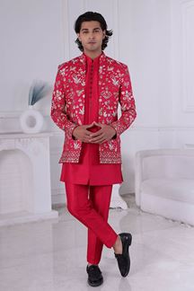 Picture of  Splendid Hot Pink Designer Men’s Indo-Western for Engagement, Wedding, and Reception