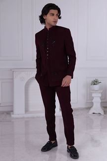 Picture of  Splendid Maroon Designer Men’s Indo-Western for Engagement and Reception