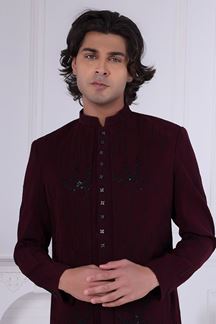 Picture of  Splendid Maroon Designer Men’s Indo-Western for Engagement and Reception