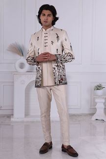 Picture of  Royal Cream Designer Men’s Indo-Western for Engagement and Reception