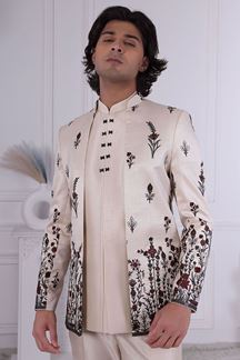 Picture of  Royal Cream Designer Men’s Indo-Western for Engagement and Reception