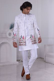 Picture of  Amazing White Designer Men’s Indo-Western for Engagement and Reception