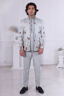Picture of  Marvelous Sea Blue Designer Men’s Indo-Western for Engagement and Reception
