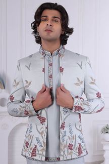 Picture of  Marvelous Sea Blue Designer Men’s Indo-Western for Engagement and Reception