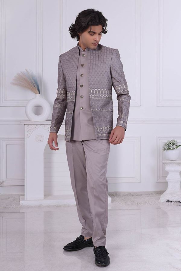 Picture of  Appealing Light Brown Designer Men’s Indo-Western for Engagement and Reception