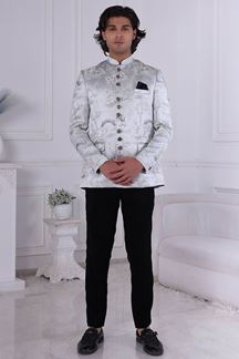 Picture of  Fashionable Light Grey Designer Men’s Indo-Western for Engagement and Reception