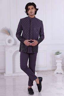 Picture of  Magnificent Grey Designer Men’s Indo-Western for Engagement and Reception