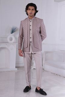 Picture of  Impressive Pastel Light Brown Designer Men’s Indo-Western for Engagement and Reception
