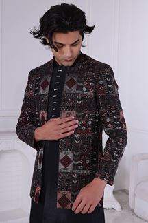 Picture of  Delightful Black Designer Men’s Indo-Western for Engagement and Reception