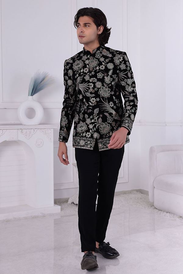 Picture of  Charming Black Designer Men’s Indo-Western for Engagement and Reception